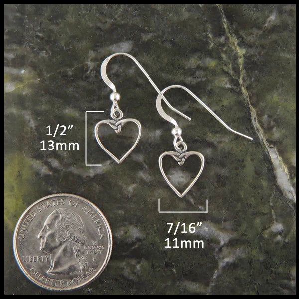 Colleen's Heart Drop Earrings Measurements: Length 13mm 1/2" width 11mm 7/16"