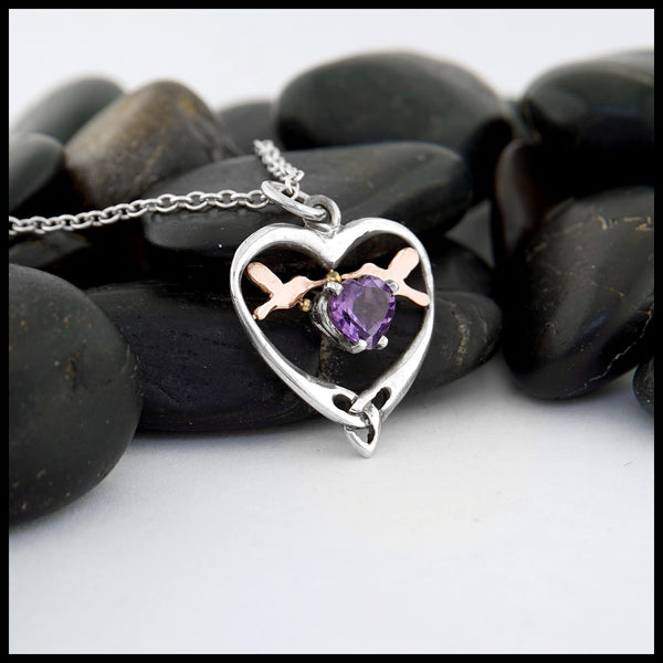 Fluttered Heart Pendant with Amethyst