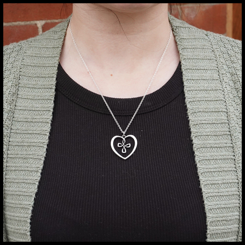Large Cross My Heart Pendant on Person