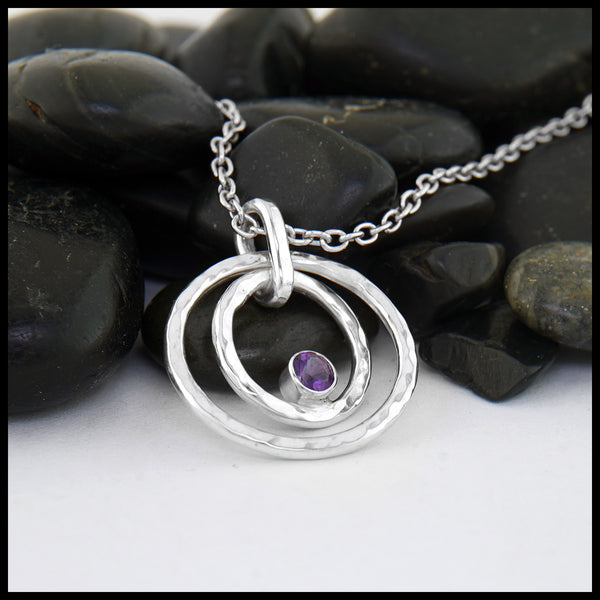 Sterling Silver Double Loop Necklace with Amethyst