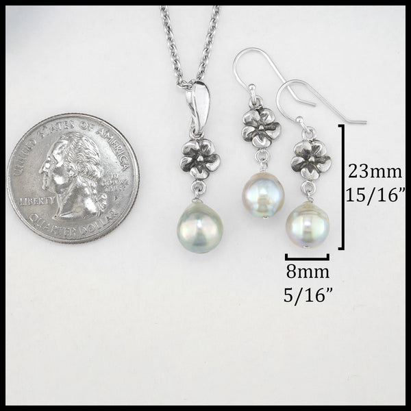 Baroque Pearl Flower Pendant and Earring Set