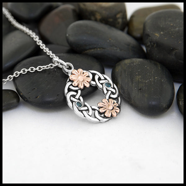Floral Wreath Celtic Pendant with Rose Gold