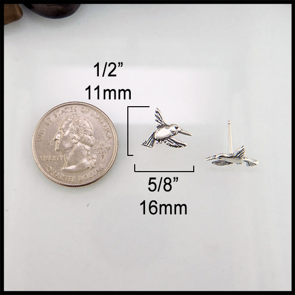 Hummingbird earring dimensions 11mm tall by 16mm wide