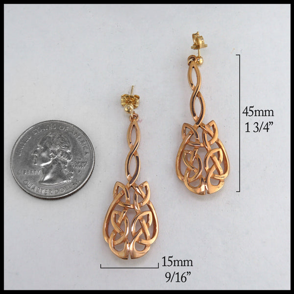 Open Celtic Knot Drop Earrings in Rose Gold Walker Metalsmiths