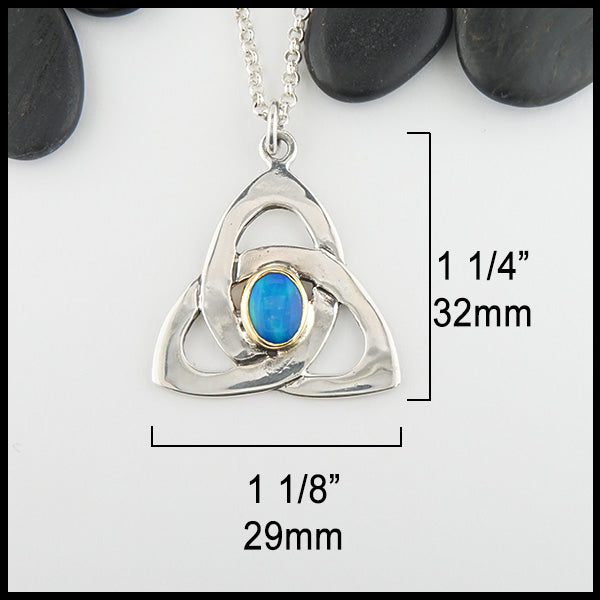 Opal Trinity Pendant measures 1 1/8" by 1 1/4".