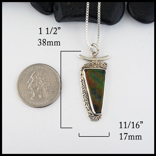 pendant dimensions 38mm long by 17mm wide