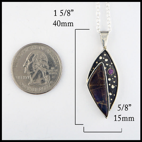 Pendant dimensions 40mm long by 15mm wide