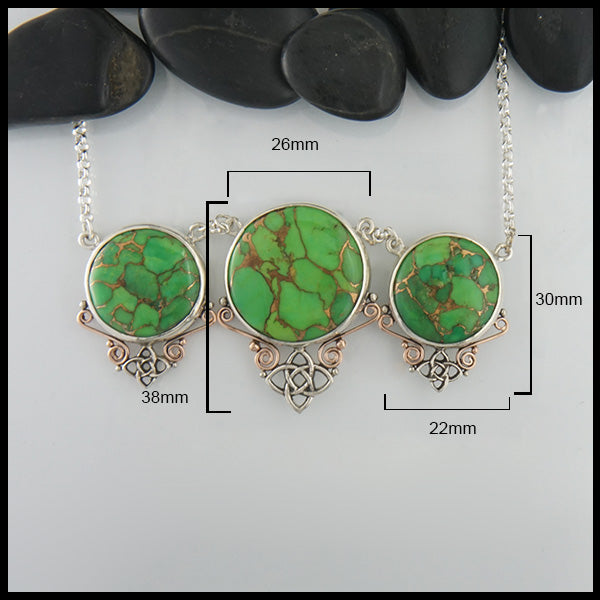 Green Copper Turquoise Starlight Necklace set in Sterling Silver and Rose Gold