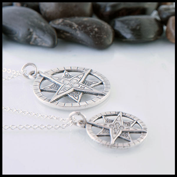 Silver celtic compass pendant in sterling silver