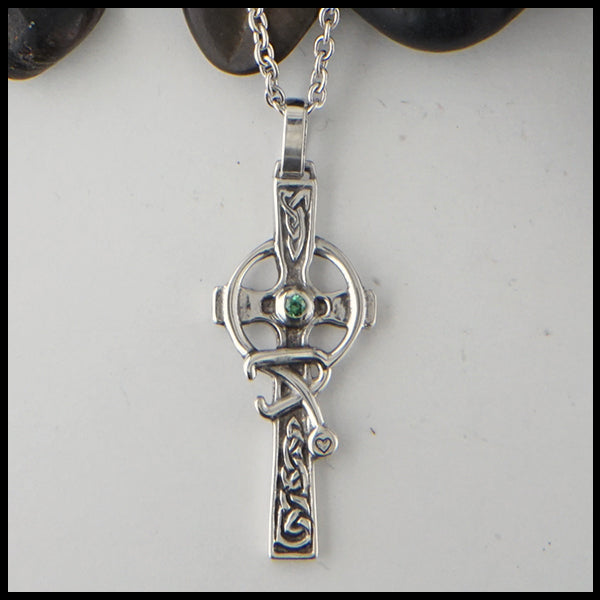 Celtic caring cross with birthstone