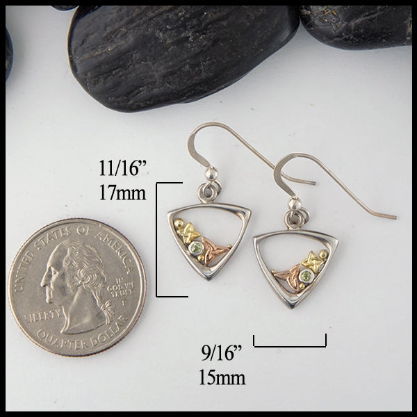 Frame earrings measure 11/16" by 9/16"