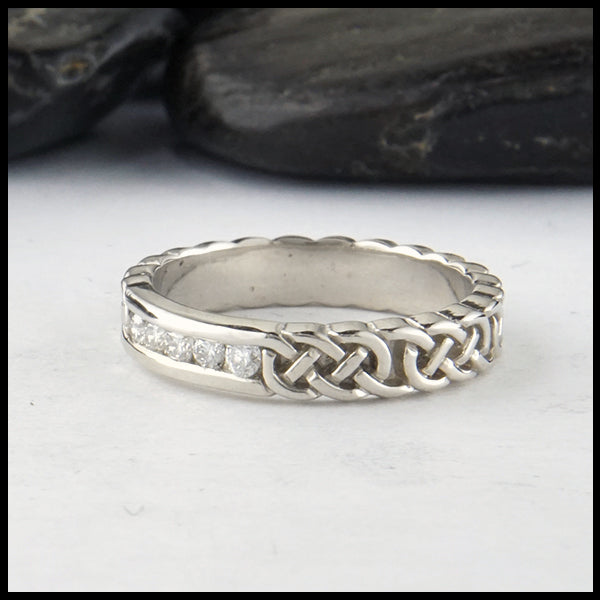 Josephine's Knot Anniversary Band in 14K White Gold with Diamonds