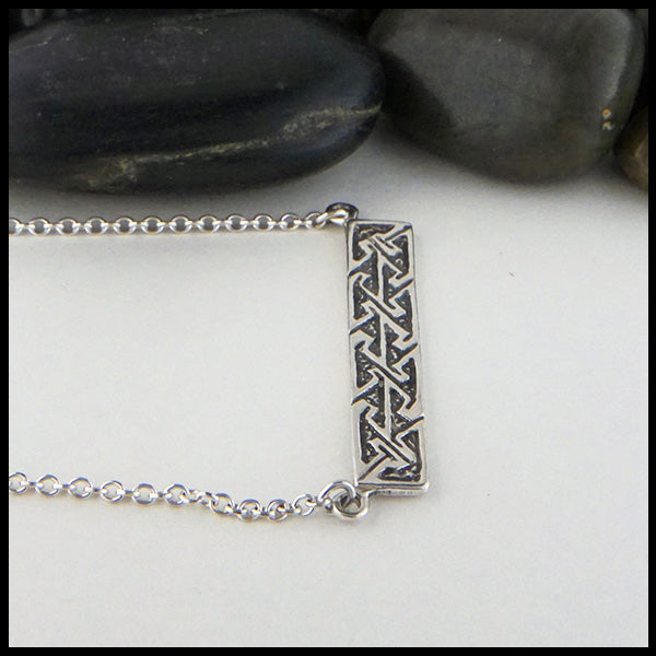Key Pattern Bar Necklace in sterling silver