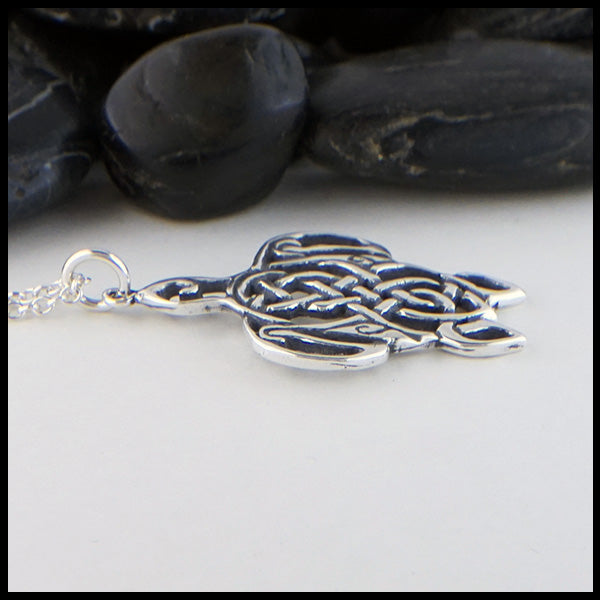 Profile view of Celtic Turtle pendant