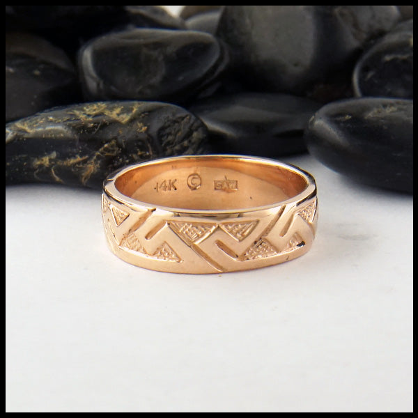 Pictish Key Pattern Ring in Rose Gold