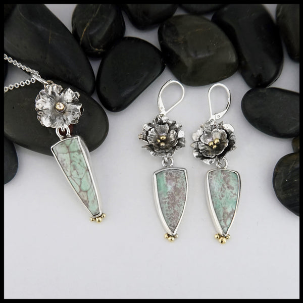floral pendant and earring set