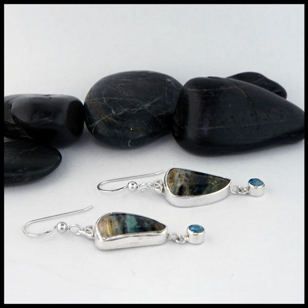 peruvian opal earrings with blue topaz