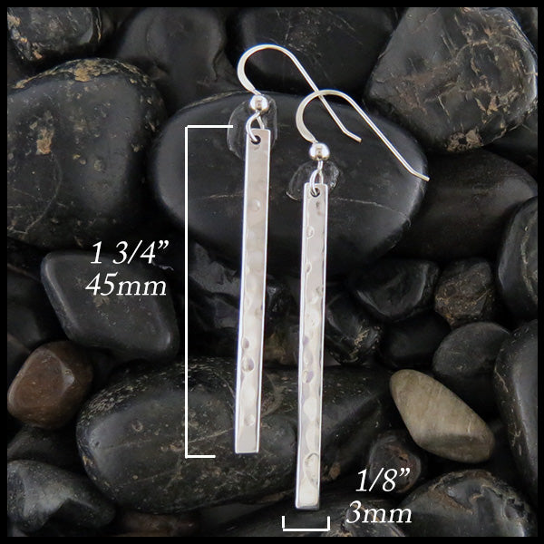 Hammered Silver Bar earrings