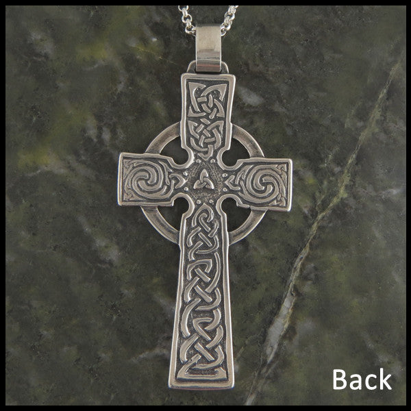 Large Celtic Dove and Trinity Cross in Sterling Silver with Gemstones
