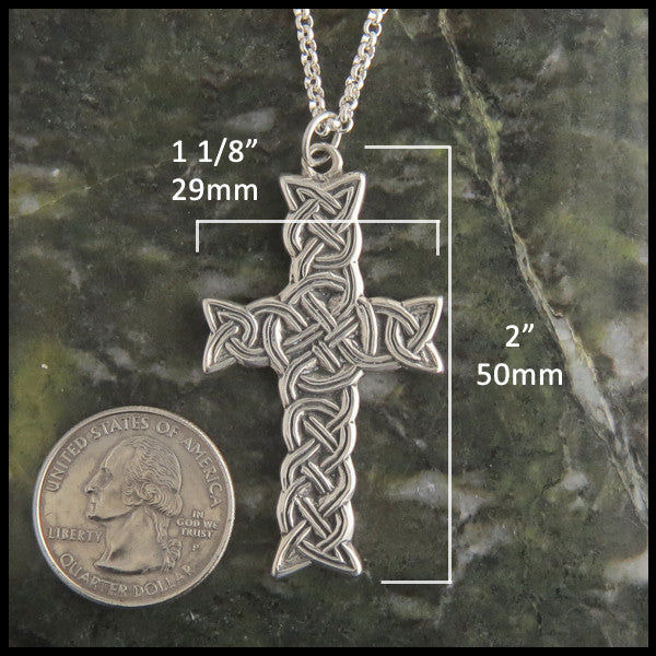 Detailed Braided Celtic Cross in Sterling Silver Handcrafted by Walker Metalsmiths 