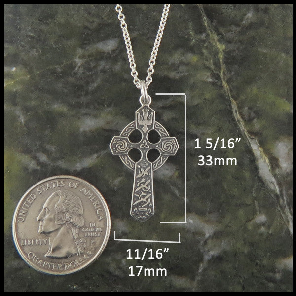 Small Trinity and Dove Celtic Cross in Sterling Silver