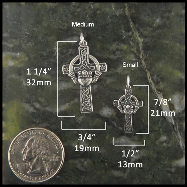 Medium cross measures 1 1/4" by 3/4" and Small cross measures 1/2" by 7/8"
