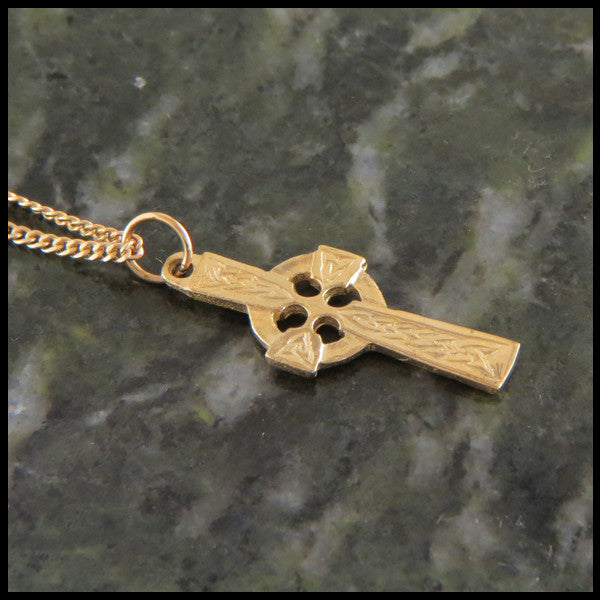Dainty Celtic Cross in 14K Gold with Gemstones
