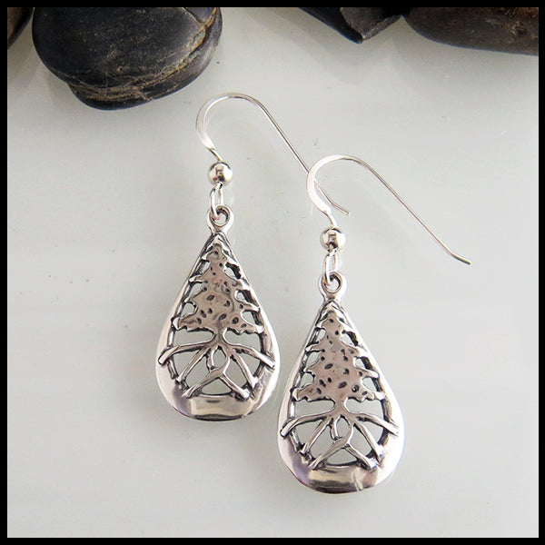 Pine Tree Earrings in Silver