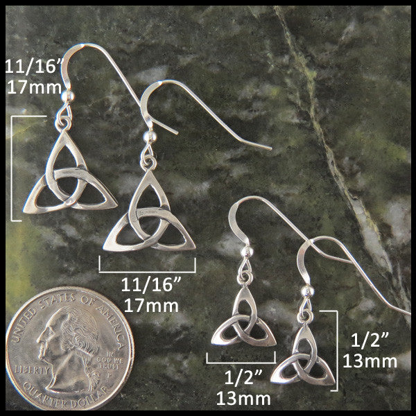 silver trinity drop or post earrings