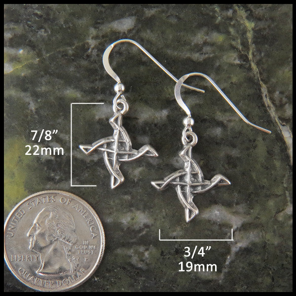 Unique St. Brigid Celtic Knot Earrings in Sterling Silver