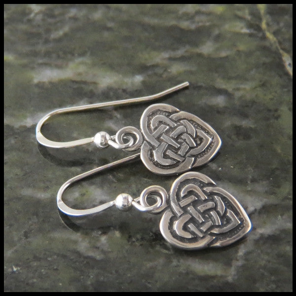 Small Celtic knot heart drop earrings in Sterling Silver