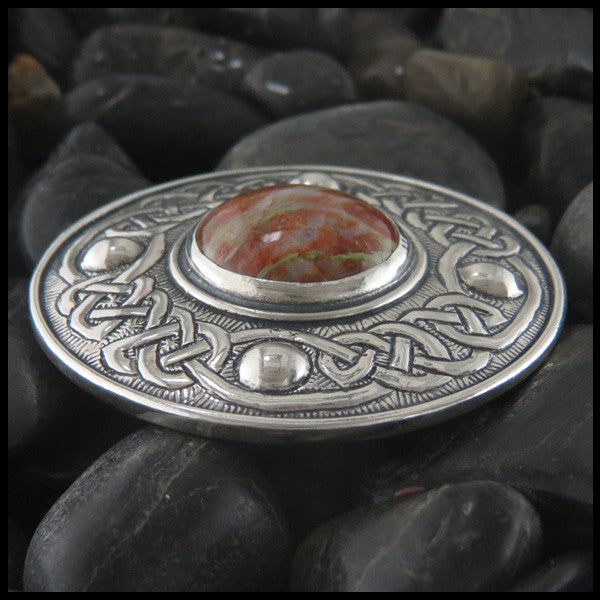Sterling Silver brooch with Iona Bloodstone