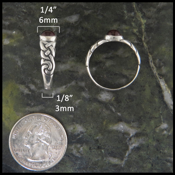 Ban Tigherna Ring measures 1/4" at widest point of stone and 1/8" on band.