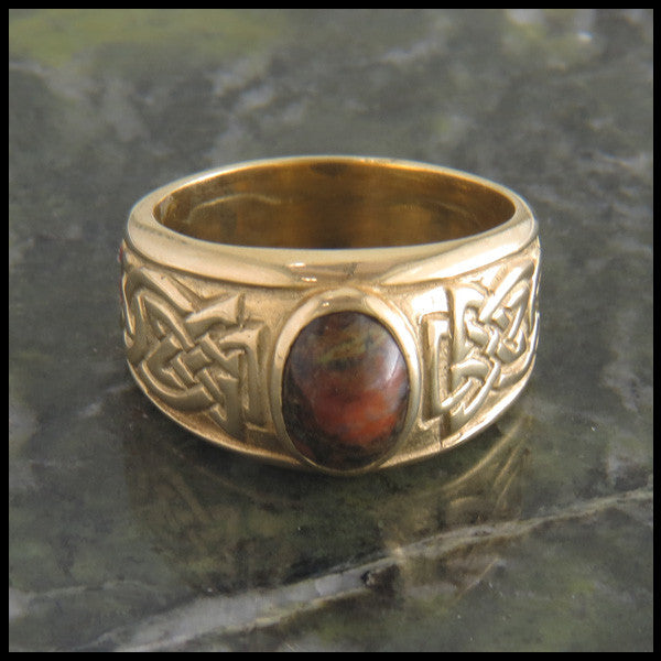 Bold Celtic Knot Ring with Stones in 14K Gold