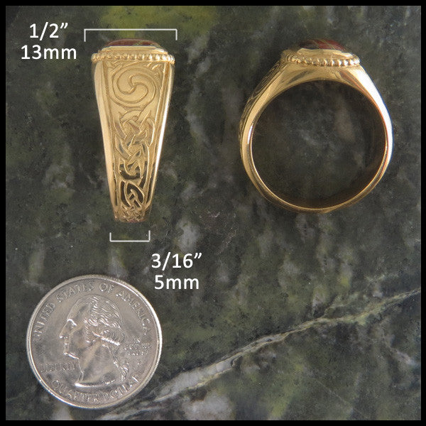 Ring measurements are from 1/2" at top of ring tapering to 3/16" at base