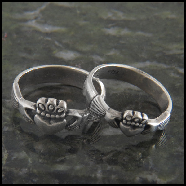 Walker Metalsmiths Celtic Jewelry Sterling Silver Celtic Claddagh Rings in Two Sizes