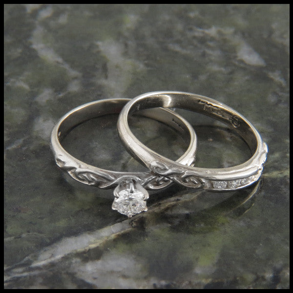 Celtic Knot Diamond Wedding Ring Set