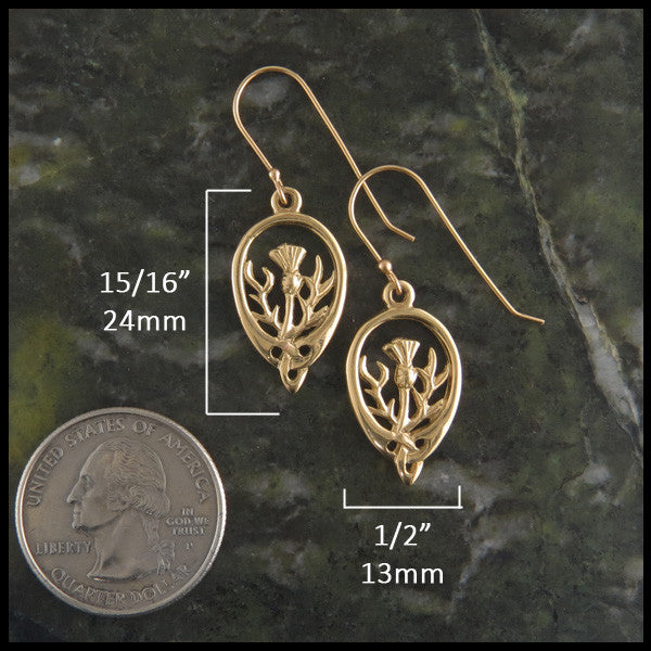 Scottish Thistle Earrings in 14K Gold
