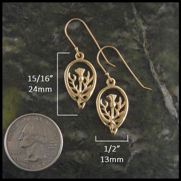 Scottish Thistle Drop Earrings in yellow