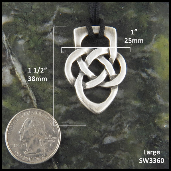Large Father's Knot Celtic pendant measures 1 1/2" by 1"