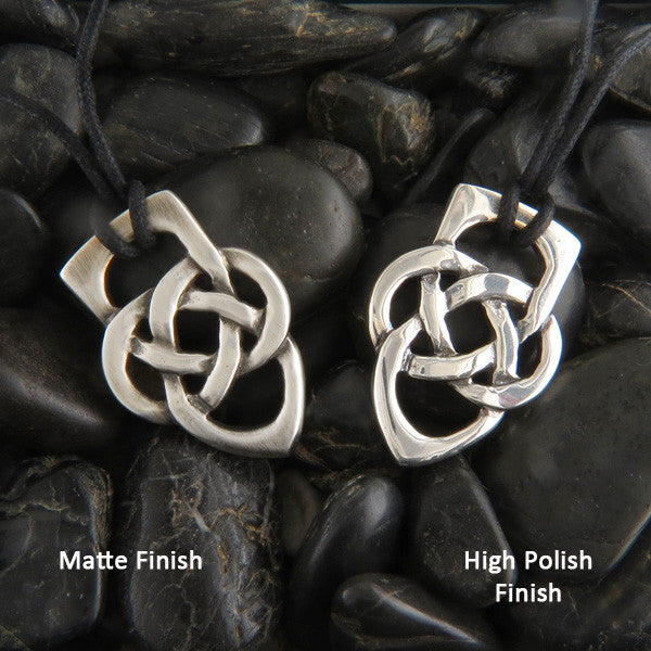 Father's Knot Celtic pendant in Sterling Silver with brush finish and bright finish