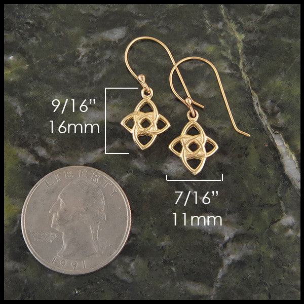 Celtic knot pendant and earring set in 14K Yellow, Rose, or White Gold