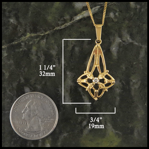 trinity star set pendant earrings gold diamond celtic jewelry