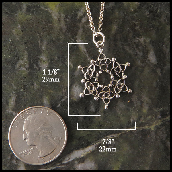 Celtic Starlight Snowflake pendant measures 1 1/8" by 7/8"