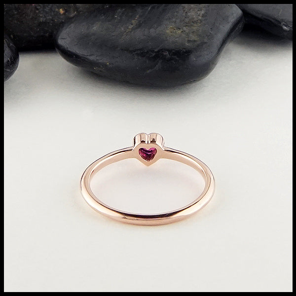 Reverse view of Ruby ring in rose gold