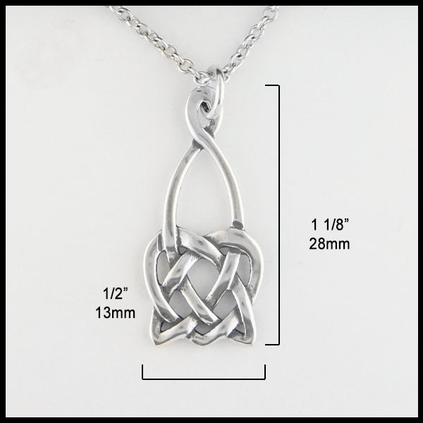 1/2 inch by 1 1/8 inches Open Heart Knot Pendant