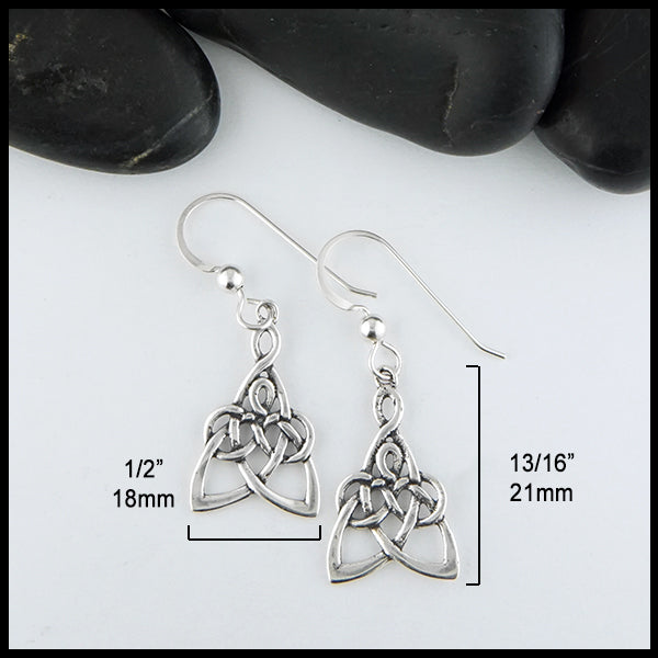 1/2 inch by 13/16 inch Modified Mother's Knot Drop Earrings
