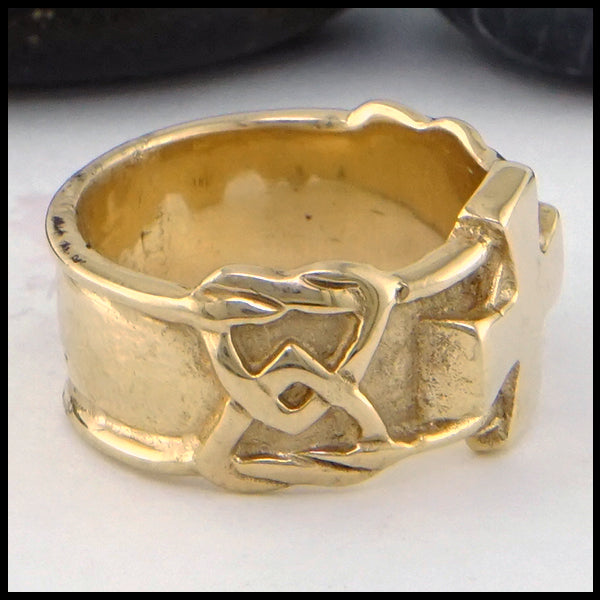 wide celtic cross ring in gold