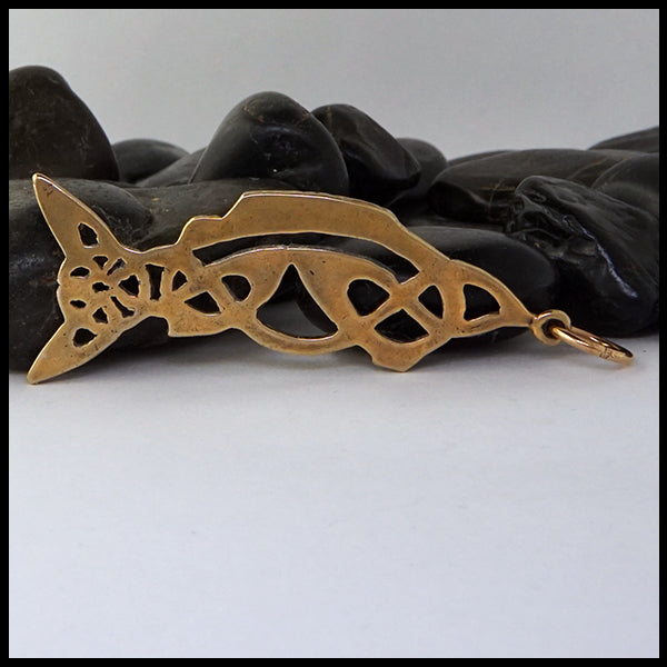 Back view of Celtic Fish Key Ring in Bronze