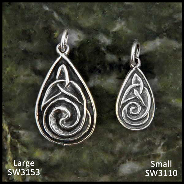 Small and Large Teardrop Triquetra pendant in Sterling Silver